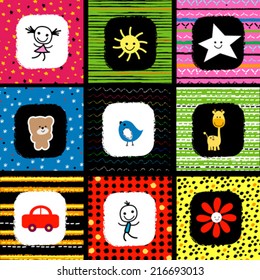 colorful cute baby pattern set