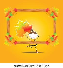 Colorful and cute background with autumn elements