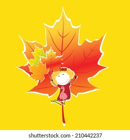 Colorful and cute background with autumn elements