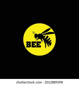 Colorful Cute Bee Isolated on Black Background Logo Design Inspiration