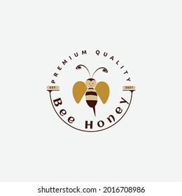 Colorful Cute Bee Isolated on Black Background Logo Design Inspiration