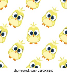 Colorful cute bird seamless pattern. Cute background for textile print, wrapping paper.Cute bird vector illustration. Funny vector childish seamless pattern