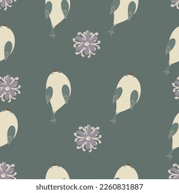 Colorful cute bird seamless pattern. Cute background for textile print, wrapping paper.Cute bird vector illustration.