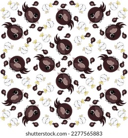 Colorful cute bird seamless pattern. Cute background for textile print, wrapping paper.Cute bird vector illustration.