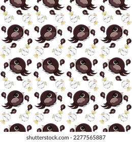 Colorful cute bird seamless pattern. Cute background for textile print, wrapping paper.Cute bird vector illustration.