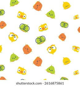 Colorful Cute birds Faces Pattern