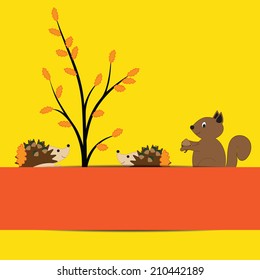 Colorful and cute border with autumn elements