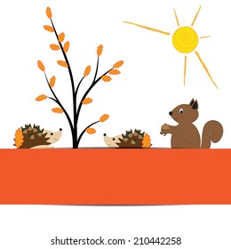 Colorful and cute border with autumn elements
