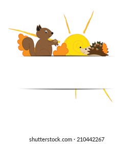 Colorful and cute border with autumn elements