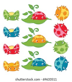 Colorful Cute bug Vector