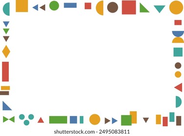 Colorful cute building blocks geometric frame with an A3 paper ratio