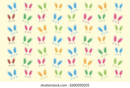 colorful cute bunny vector background, cute bunny pattern wallpaper