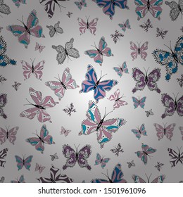 Colorful cute butterfly. Pictures in neutral, gray and white colors. Seamless pattern background. Perfect for surface textures, wallpapers, web page backgrounds, textile. Vector illustration.