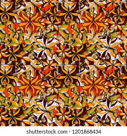 Colorful cute butterfly. Seamless pattern background. Vector illustration. Pictures in yellow, black and white colors. Perfect for surface textures, wallpapers, web page backgrounds, textile.