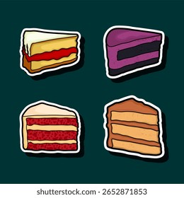 Colorful Cute Cake Slices Stickers