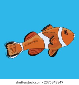 Colorful cute and cartoon flat fish illustration. vector illustration design.