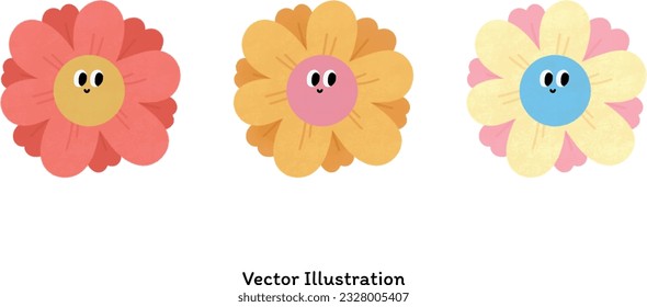Colorful Cute Cartoon Flower Set