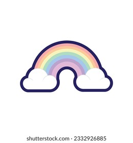 Colorful Cute Cartoon rainbow for stickers and t-shirt print. 