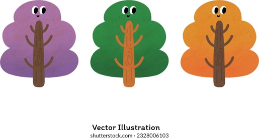 Colorido juego de árbol de dibujos animados