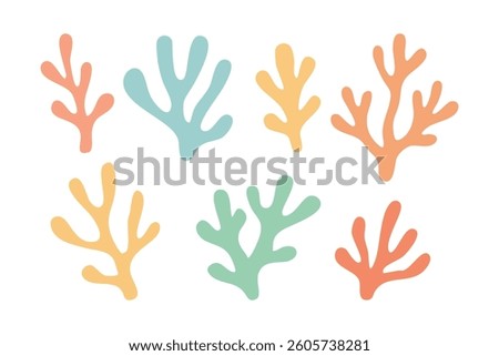 Colorful cute cartoon vector doodle coral reef clipart for childish ocean design.