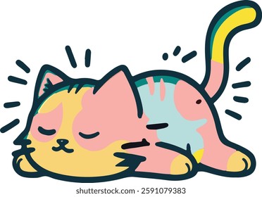 A colorful cute cat illustration