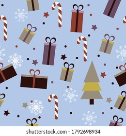 Colorful cute christmas elements seamless pattern background