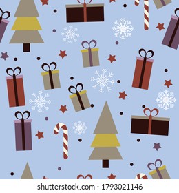 Coloridas adorables elementos de navidad sin inconvenientes fondo de patrón