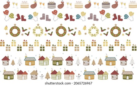 Colorful and cute Christmas illustration line sets