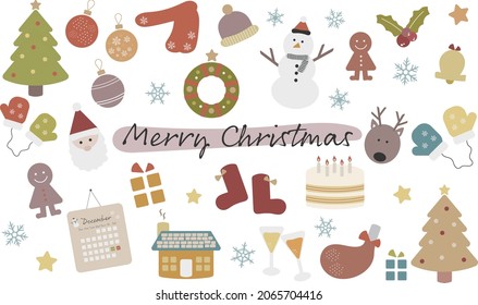 Colorful and cute Christmas illustration sets