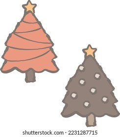 Colorful and cute Christmas tree illustration sets