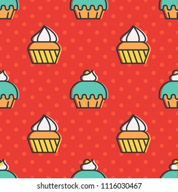 Colorful cute Cupcake seamless pattern for wrapping paper gift