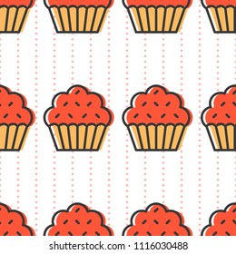 Colorful cute Cupcake seamless pattern for wrapping paper gift