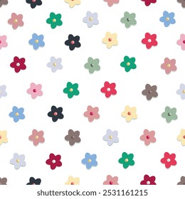 
Colorful cute daisies seamless pattern