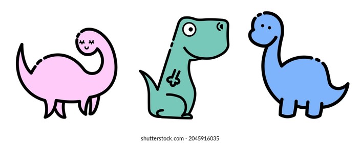 Colorful cute dinosaurs. illustration childish background for fabric, textile stock illustration