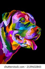 colorful cute dog on pop art geometric . Polygonal Animals.