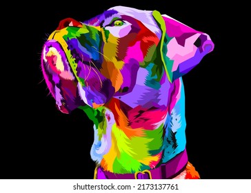 colorful cute dog on pop art geometric . Polygonal Animals.