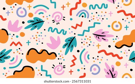Colorful cute doodle pattern background vector design