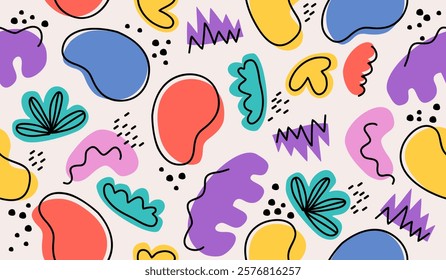 Colorful cute doodle pattern background vector design