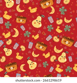 Colorful cute doodle pattern background vector design