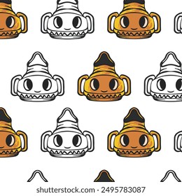 Colorful cute doodle teapot vector with line art