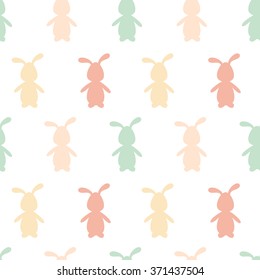 colorful cute easter bunny rabbit seamless vector pattern background illustration