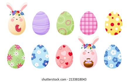 Colorful cute Easter eggs. Vector graphic.
