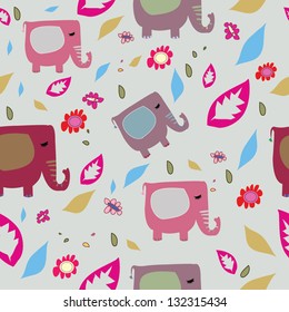 colorful cute elephants pattern