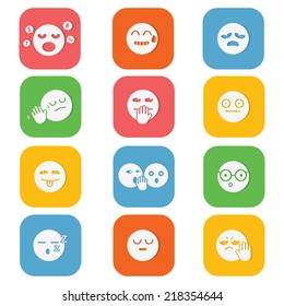 Colorful Cute Emoticons Set