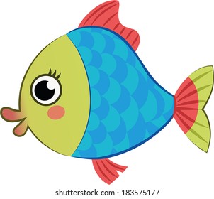 Colorful Cute Fish Vector Illustration.