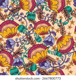 Bunte niedliche Blumenmuster Hintergrund Vektordesign