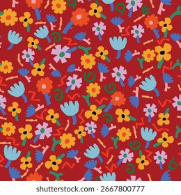 Colorful cute floral pattern background vector design