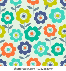 Colorful cute floral seamless pattern background