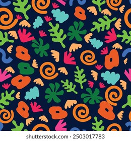 Colorful cute floral seamless pattern background.