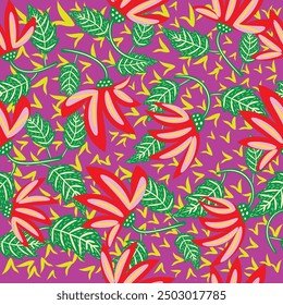 Colorful cute floral seamless pattern background.